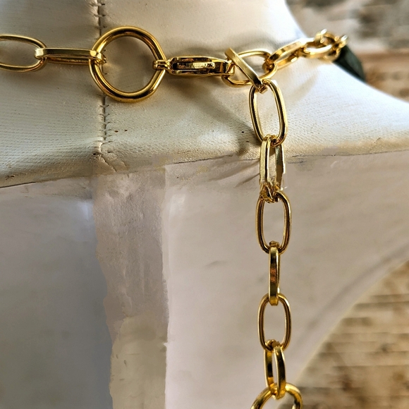 Large Genuine Green Jade Barrel, Picasso Bead, And Gold Nugget Bead Necklace - Picture 7 of 10